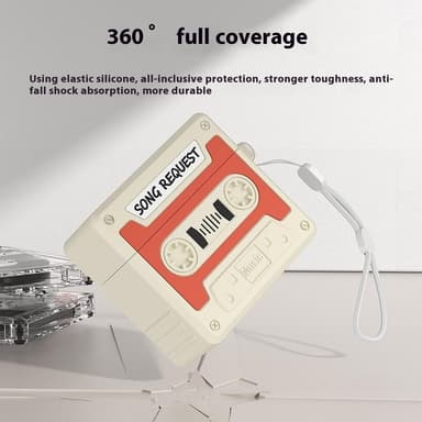 SKALO AirPods 4 Cassette Tape Design Cover - Orange