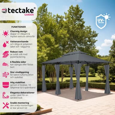 Luksus havepavillon Emine med 6 sider - anthrazit