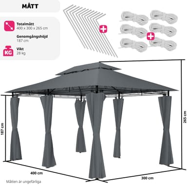 Luksus havepavillon Emine med 6 sider - anthrazit