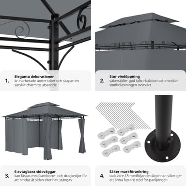 Luksus havepavillon Emine med 6 sider - anthrazit
