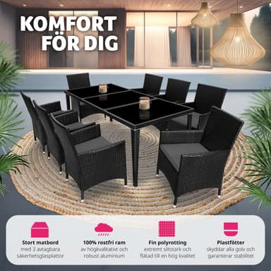 Polyrattan havemøbelsæt Menorca - sort
