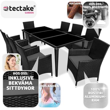 Polyrattan havemøbelsæt Menorca - sort