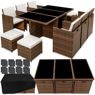 Polyrattan havemøbelsæt New York - sort/brun