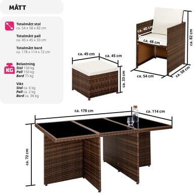 Polyrattan havemøbelsæt New York - sort/brun