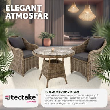 2 polyrattan havestole i aluminium + hynder - natur