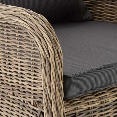 2 polyrattan havestole i aluminium + hynder - natur