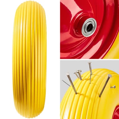 2 punkterfri hjul i gummi - gul