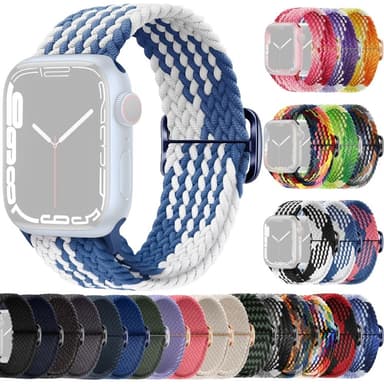 SKALO Flettet Rem Apple Watch SE 40mm - Blå-Hvid
