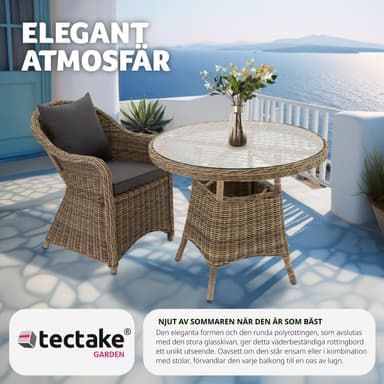 Havebord polyrattan 91x73,5cm - natur