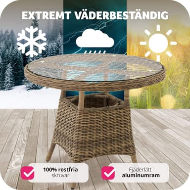 Havebord polyrattan 91x73,5cm - natur
