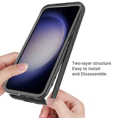 SKALO Samsung S24 FE Stødsikker Clear Hybrid Cover + Skaermbeskyttelse - Sort