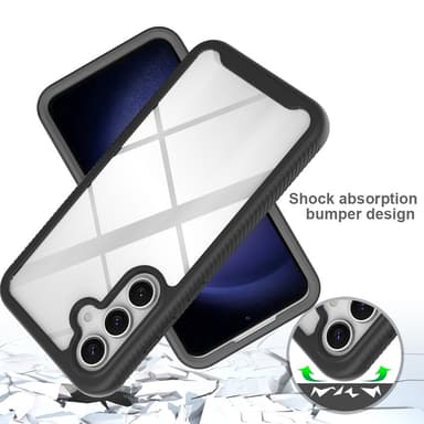 SKALO Samsung S24 FE Stødsikker Clear Hybrid Cover + Skaermbeskyttelse - Sort