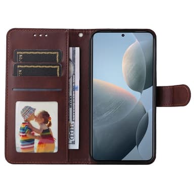 SKALO Xiaomi 14T PU-læder Pungetui - Brun