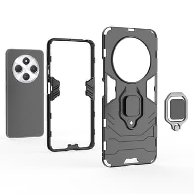SKALO Xiaomi Redmi 14C Armor Hybrid metal ring cover - Sort