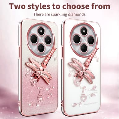 SKALO Xiaomi Redmi 14C KADEM Dragonfly Glitter Cover - Lilla