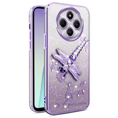 SKALO Xiaomi Redmi 14C KADEM Dragonfly Glitter Cover - Lilla