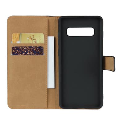 SKALO Samsung S10 Flip Cover m. Pung i Ægte Læder - Hvid