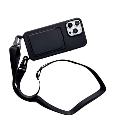 Beskyttende iPhone 16-seriens telefontaske med kortholder og snor iPhone 16