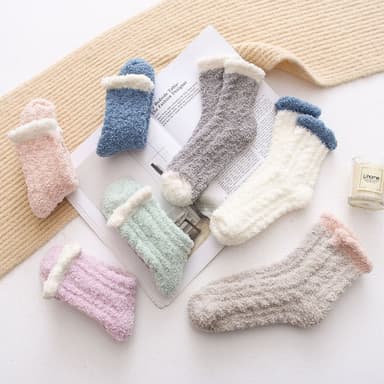Dame Fuzzy Slipper Socks 6 par Grå 26x8 cm