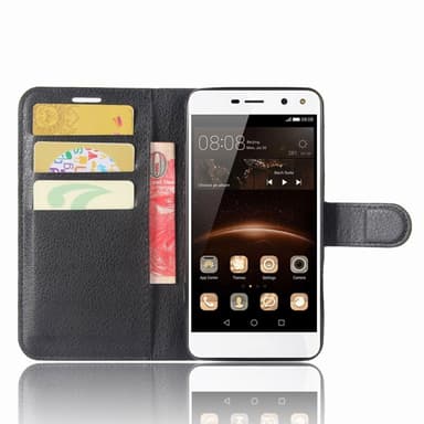Til Huawei Y6 (2017) Litchi Texture Taske - Sort