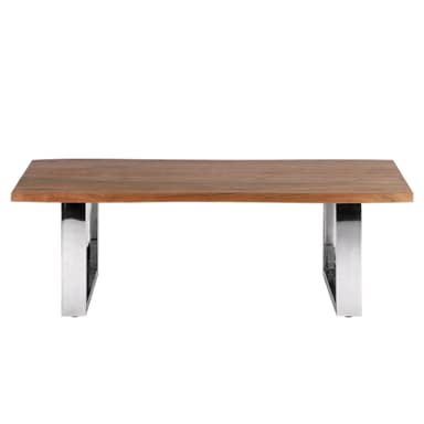 WOMO-DESIGN® sofabord 120x60 cm i massivt træ akacietræ med metalramme Edestahl,