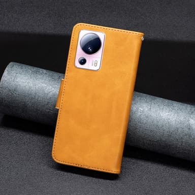 SKALO Xiaomi 13 Lite Flip Cover m. pung i PU-læder - Gul