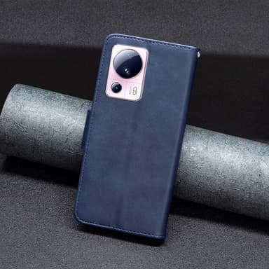 SKALO Xiaomi 13 Lite Flip Cover m. pung i PU-læder - Blå