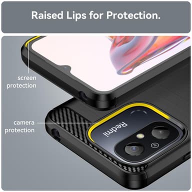 SKALO Xiaomi Redmi 12C 4G Armor Carbon Stødsikker TPU-cover - Sort