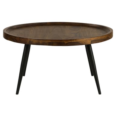 Womo-Design sofabord ravnna rund ø75x39cm, brun-sort, unik, håndlavet stue bord,