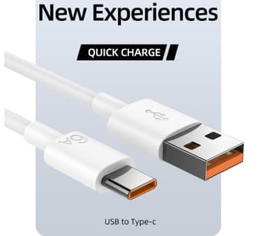 66W 6A Superhurtigt USB-C ladekabel, Kompatibel med Huawei, Xiaomi Hvid 1 m