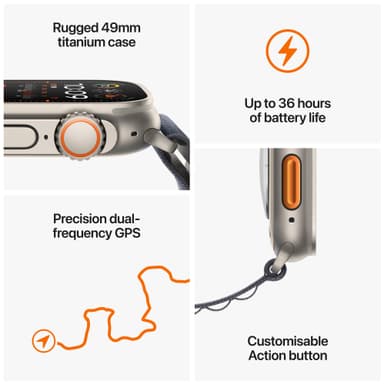 Apple Watch Ultra 2,49mm GPS+CEL Titanium (Orange/Hav bånd)