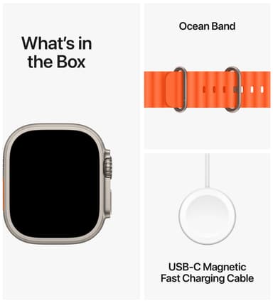 Apple Watch Ultra 2,49mm GPS+CEL Titanium (Orange/Hav bånd)