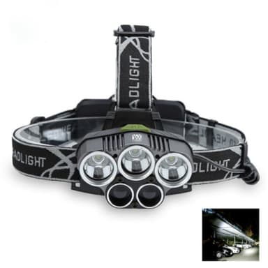 3T6 2XPE 5-LED Forlygte Lommelygte 5000 Lumen Super Bright USB Hovedlommelygte Hvid LED Spotlight