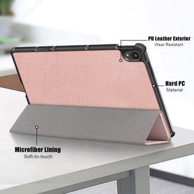Trifoldet stativdæksel til Lenovo Tab P11/P11 Plus - Rose Gold