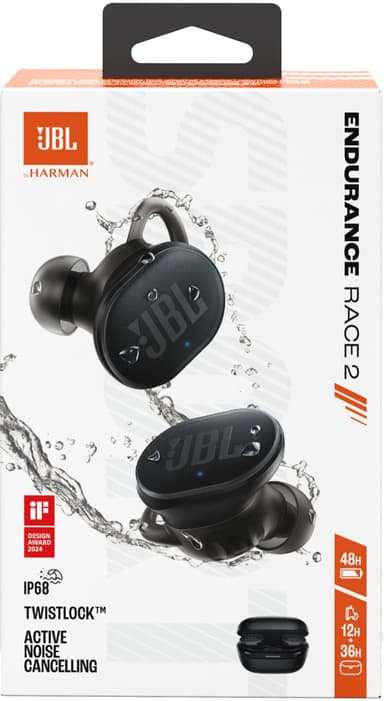 JBL Endurance Race 2 true wireless in-ear høretelefoner (sort)