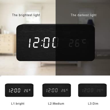 Digitalt LED vækkeur Sort
