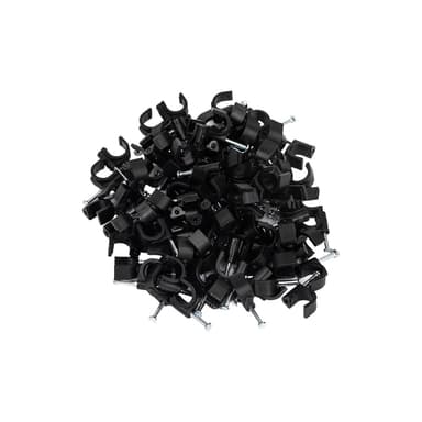 Kabelclips med søm 100-pak Sort 4 mm