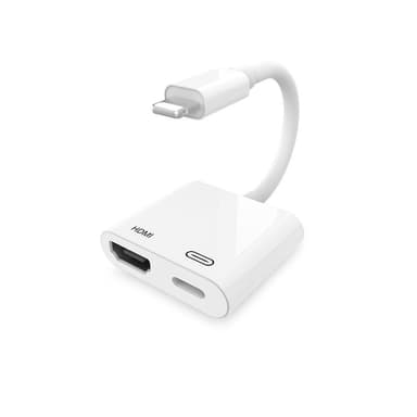 NÖRDIC Lightning adapter til 1xHDMI og 1x Lightning White 10cm kabel, 1080p opløsning