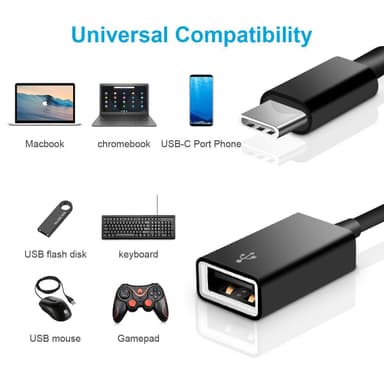 NÖRDIC A USB OTG til USBC 3.1 Gen 1 adapter aluminium 10cm sort