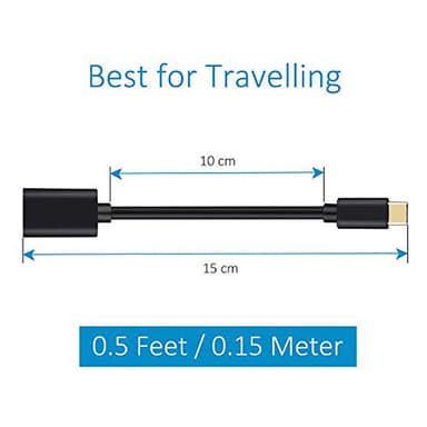 NÖRDIC A USB OTG til USBC 3.1 Gen 1 adapter aluminium 10cm sort