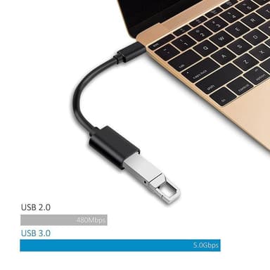 NÖRDIC A USB OTG til USBC 3.1 Gen 1 adapter aluminium 10cm sort