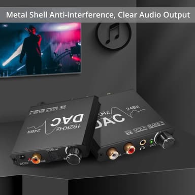 NÖRDIC DAC digital til analog konverter 192 kHz digital Toslink og Coaxial til analog L / R og 3,5 mm stereo med BASS og volumenkontrol