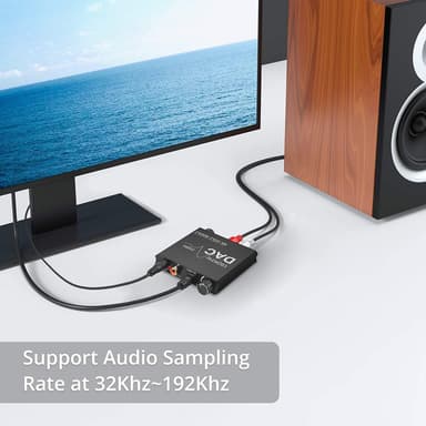 NÖRDIC DAC digital til analog konverter 192 kHz digital Toslink og Coaxial til analog L / R og 3,5 mm stereo med BASS og volumenkontrol