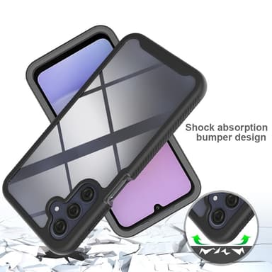 SKALO Samsung A16 Stødsikker Clear Hybrid Cover + Skaermbeskyttelse - Sort