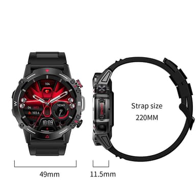 Smartwatch / sportsur med Bluetooth-opkald Sort