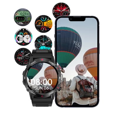 Smartwatch / sportsur med Bluetooth-opkald Sort
