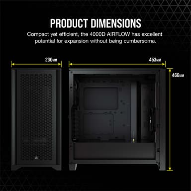 Corsair 4000D AIRFLOW computerkabinet (sort)