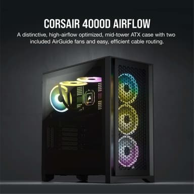 Corsair 4000D AIRFLOW computerkabinet (sort)