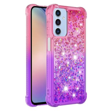 SKALO Samsung A16 Kvicksand Glitter Hjerter TPU Cover - Pink-Lilla