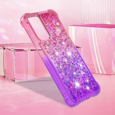 SKALO Samsung A16 Kvicksand Glitter Hjerter TPU Cover - Pink-Lilla